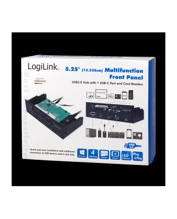 Panel Logilink 5.25'' UA0341 3xUSB 3.0, USB-C, eSata, czytnik kart