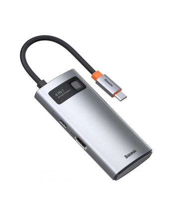 BASEUS HUB 4W1 METAL GLEAM SERIES, USB-C DO USB 3.0 + USB 2.0 + HDMI + USB-C PD (6953156204621) (6953156204621)