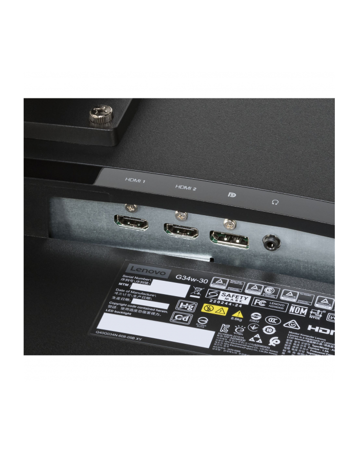LENOVO G34w-30 34inch 16:9 3440x1440 350cd/m2 2500:1 3M:1 4ms 2xHDMI 2.0 1xDP 1.4 165Hz sRGB główny