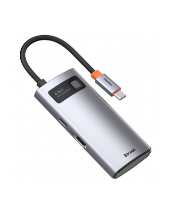 BASEUS  HUB 4W1 METAL GLEAM SERIES, USB-C DO USB 3.0 + USB 2.0 + HDMI + USB-C PD (6953156204621)  (6953156204621)