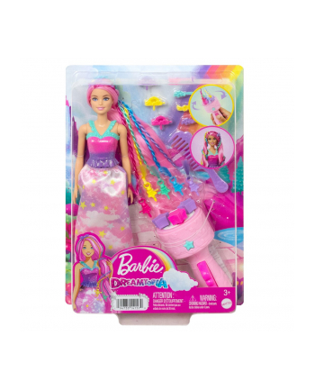 Lalka Barbie Księżniczka Zakręcone pasemka HNJ06 MATTEL