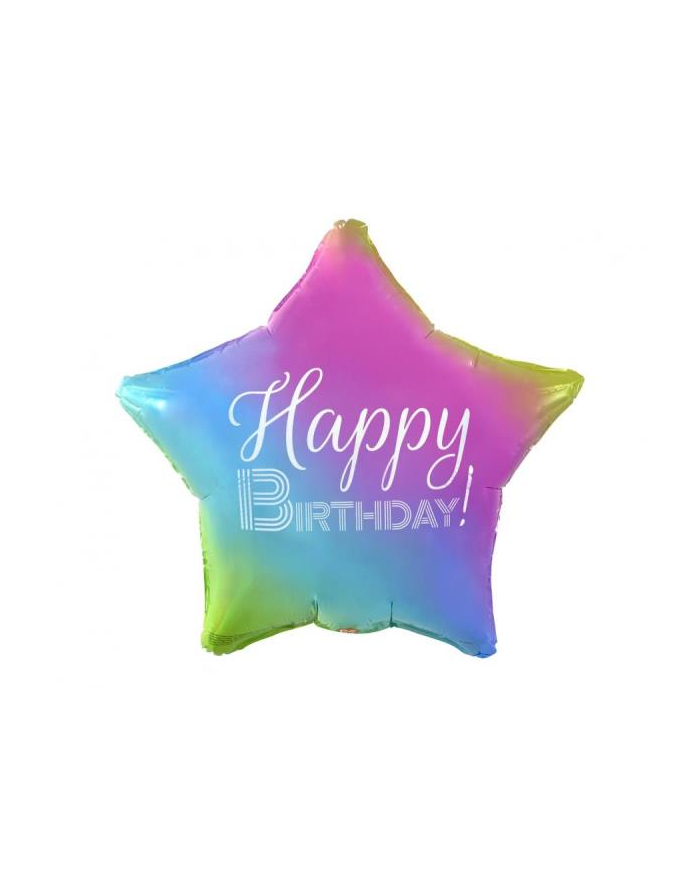 godan Balon foliowy Happy Birthday, gwiazda gradient, nadruk biały, 19''; FG-GHBT główny