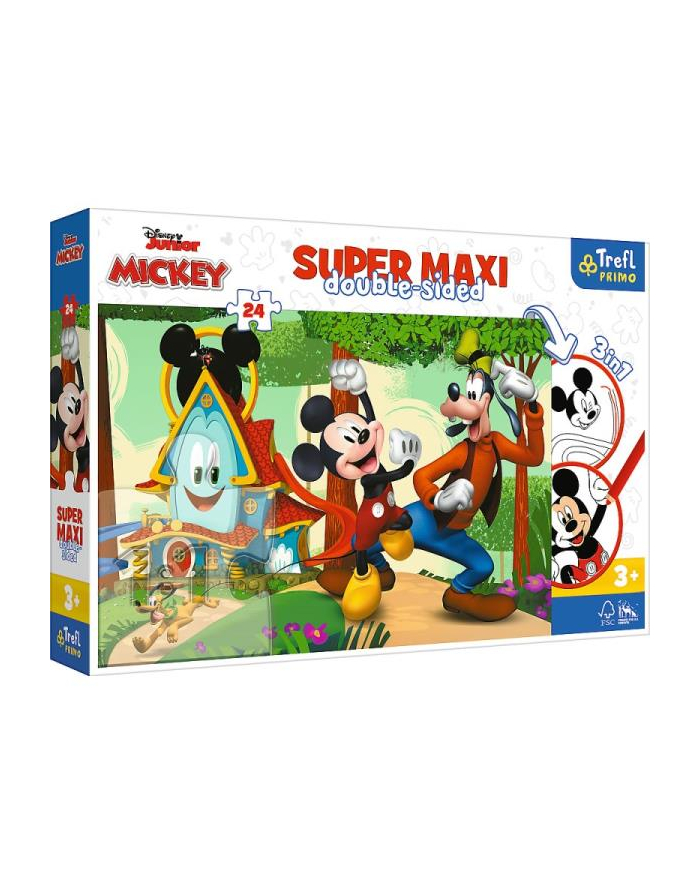 Puzzle dwustronne 24 el SUPER MAXI 3w1 Wesoły domek Mickey i przyjaciele 41012 Trefl główny