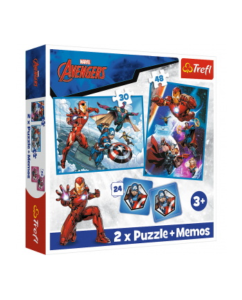 Puzzle 2w1 + memos Avengers Bohaterowie w akcji 93333 Trefl nr 2