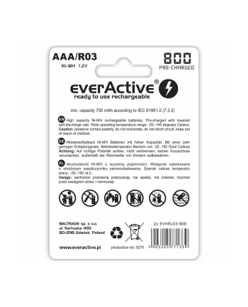 everactive Akumulatory R03/AAA 800 mAH blister 2 szt. technologia Ready To Use