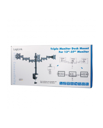 logilink Uchwyt na 3 monitory, 13-27 cali, max. 3x8kg.