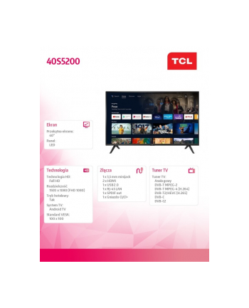 tcl Telewizor LED 40 cali 40S5200