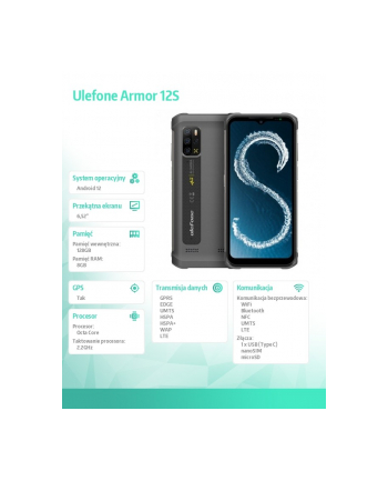 ulefone Smartfon Armor 12S 8/128GB IP68/IP69K 5180mAh DualSIM Szary