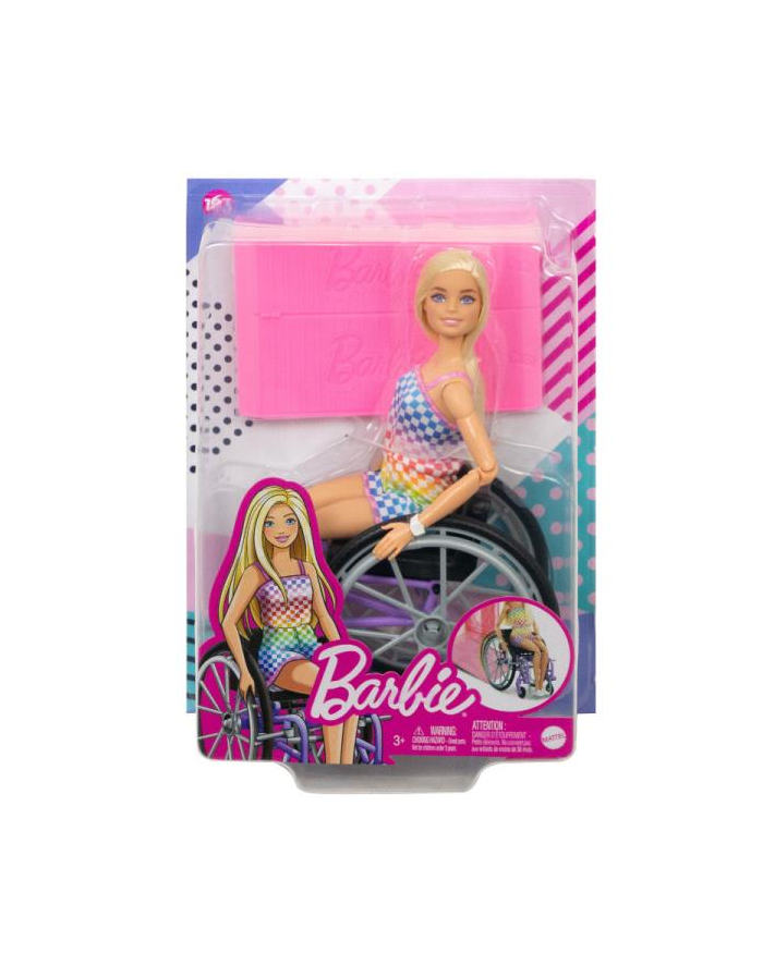 Barbie Fashonistas Lalka na wózku Strój w kratkę HJT13 MATTEL główny