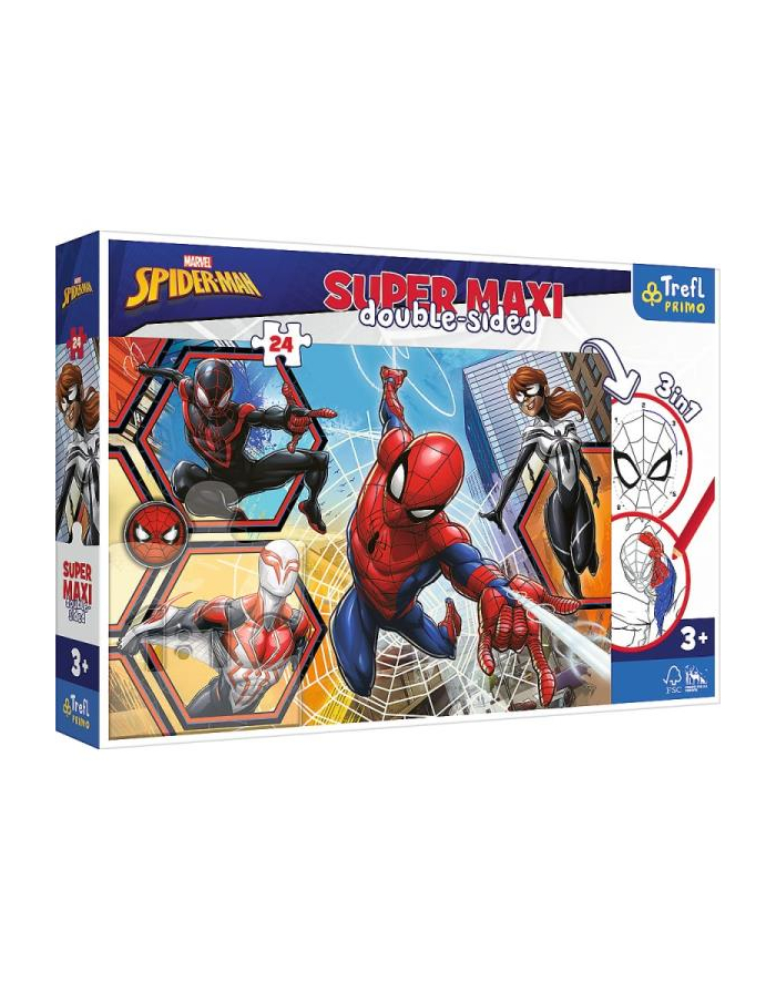 Puzzle dwustronne 24el SUPER MAXI 3w1 Spiderman wyrusza do akcji 41006 Trefl główny