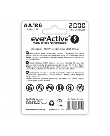 everactive Akumulatory R6/AA 2000 mAH, blister 2 SZT. technologia Ready To Use