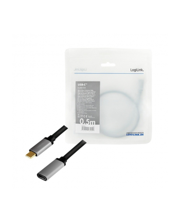 logilink Kabel USB-C M/F,4K/60Hz aluminiowy 0.5m