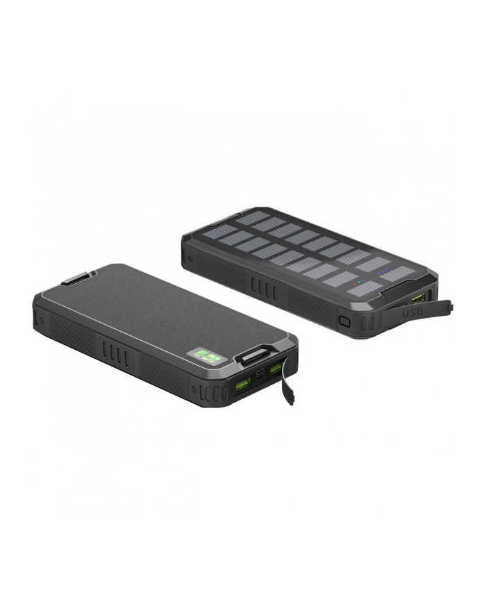 Goobay Outdoor fast charging power bank with solar (Kolor: CZARNY, USB-C PD, QC 3.0, 20,000 mAh) główny