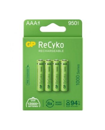 GP 4 X AKUMULATORKI AAA / R03 GP RECYKO 1000 SERIES NI-MH 950MAH 100AAAHCE-5EB4