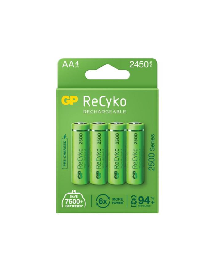 GP 4 X AKUMULATORKI AA / R6 GP RECYKO 2500 SERIES NI-MH 2450MAH 250AAHC-5EB4 główny