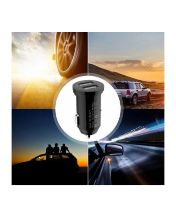 TECHLY Mini Car Charger 2 USB-A Ports 17W/3.4A Black