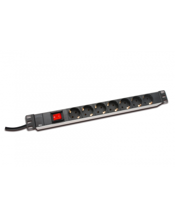 Listwa zasilająca PDU 19'''', 1U, 7 gniazd, moc: 16A, 4000W, aluminiowa, włącznik, 2m