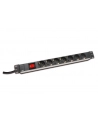 Listwa zasilająca PDU 19'''', 1U, 7 gniazd, moc: 16A, 4000W, aluminiowa, włącznik, 2m - nr 12