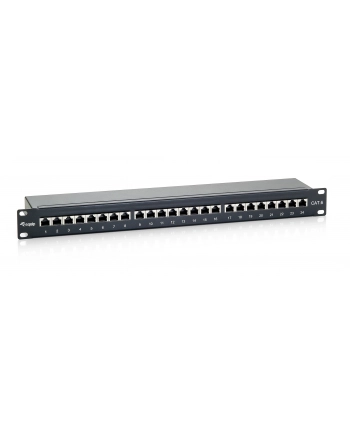 Patch panel 24 port 1U kat.6 ekranowany czarny