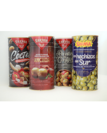 Mix warzywno owocowy SARASA ''Coctel Mediterraneo'' puszka 350g / zielone oliwki, cebulki koktajlowe, małe korniszony, papryka, marchew oraz papryczki chilli