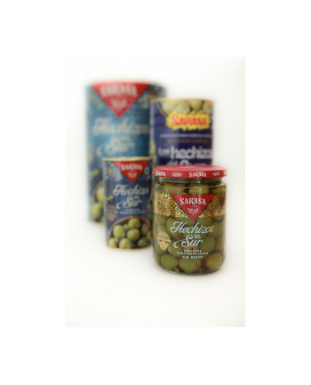 Oliwki SARASA Hechizos puszka 1450g - zielone oliwki z pestką w zalewie z oliwą z oliwek oraz przyprawami