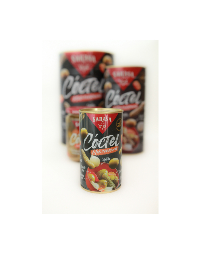 Mix warzywno owocowy SARASA ''Coctel Mediterraneo'' słoik 435g / zielone oliwki, cebulki koktajlowe, małe korniszony, papryka, marchew oraz papryczki chilli główny
