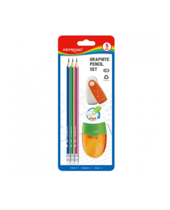 pbs connect Zestaw szkolny 5 elementów (3 ołówki, gumka i temerówka)  KEYROAD