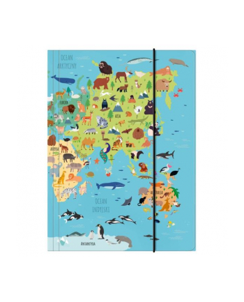 Teczka z gumką A4 Mapa Świata Zwierzęta D-ERFORM
