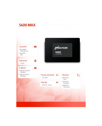 micron Dysk SSD 5400 MAX 1920GB SATA 2.5 7mm Single Pack
