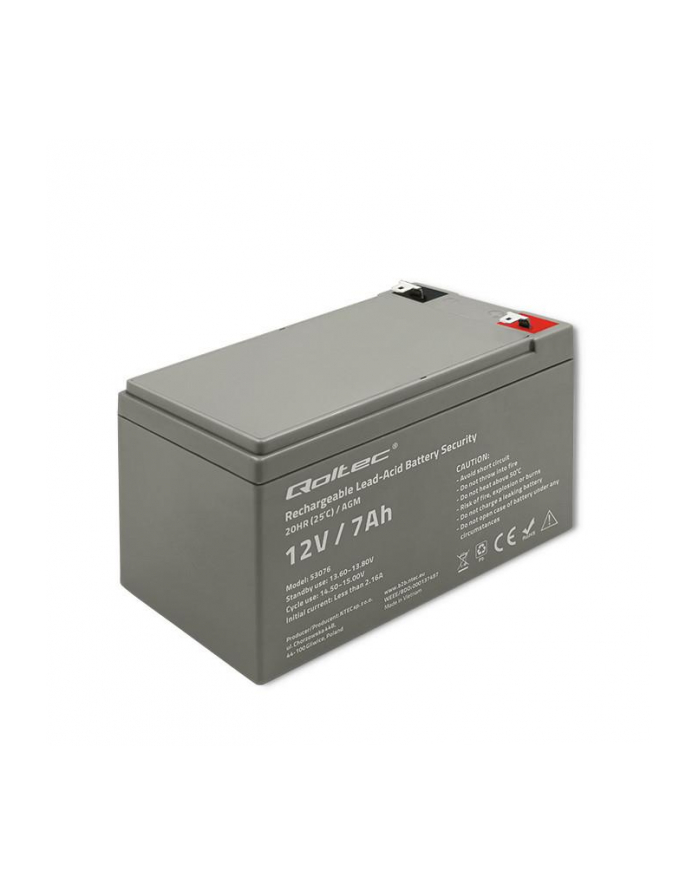 qoltec Akumulator AGM | 12V | 7Ah | max. 105A | Security główny
