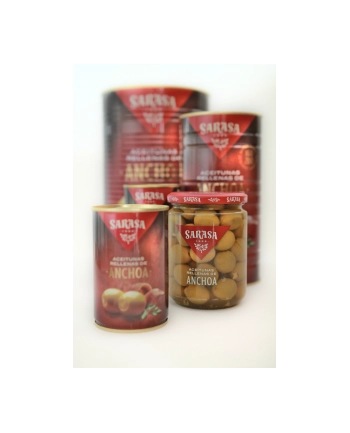 Oliwki SARASA Anchoa słoik 440g zielone oliwki nadziewane pastą anchois - bez pestki
