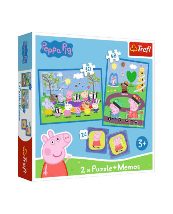 Puzzle 2w1 + memos Radosne chwile Świnka Peppa Peppa Pig 93331 Trefl