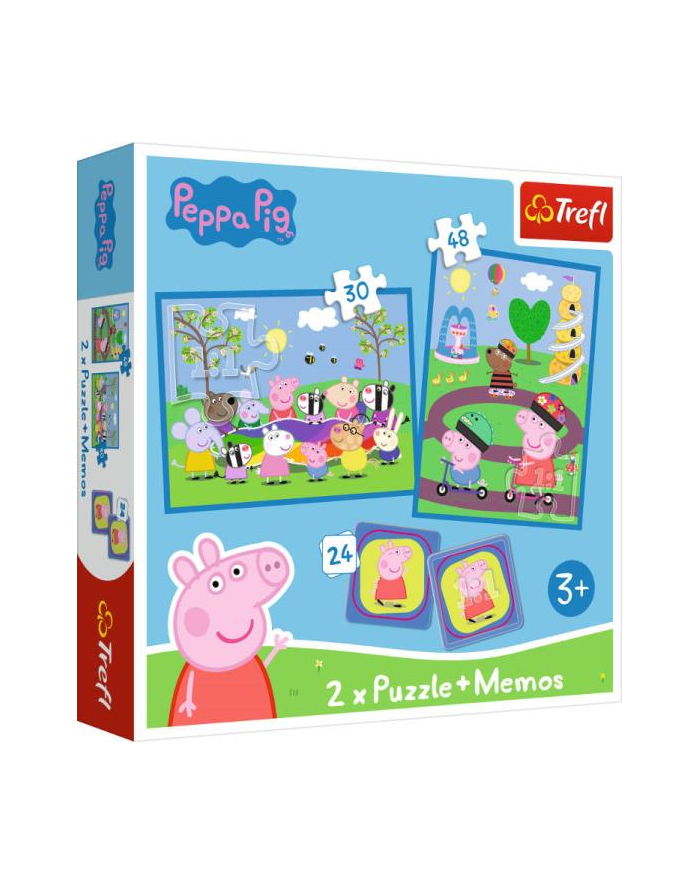 Puzzle 2w1 + memos Radosne chwile Świnka Peppa Peppa Pig 93331 Trefl główny