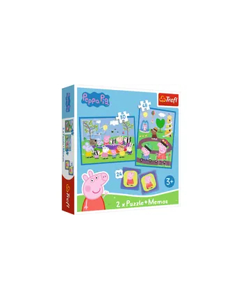 Puzzle 2w1 + memos Radosne chwile Świnka Peppa Peppa Pig 93331 Trefl nr 2