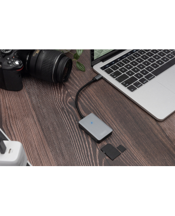 digitus Czytnik kart USB-C, 2-portowy UHS-II SD4.0 TF4.0 High Speed, aluminiowy, Szary