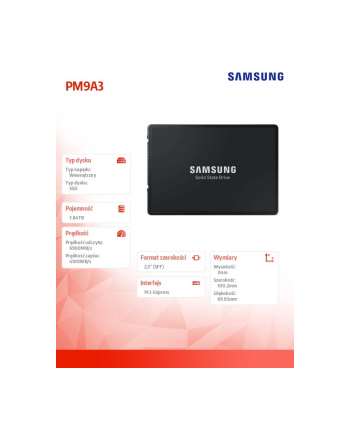 samsung Dysk SSD PM9A3 U.2DCT 3840GB MZQL23T8HCLS-00W07 NVMe