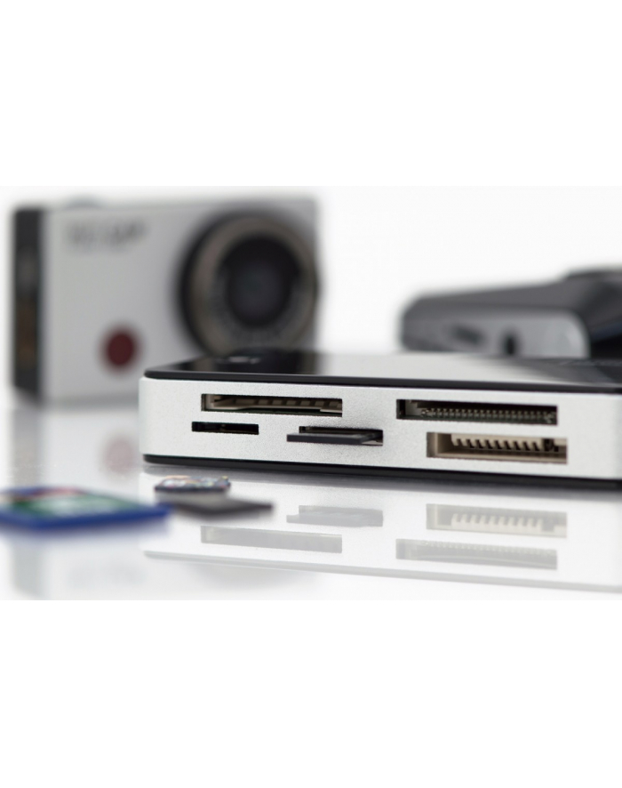 digitus Czytnik kart 5-portowy USB 3.0 SuperSpeed, All-in-one, Czarno-srebrny główny