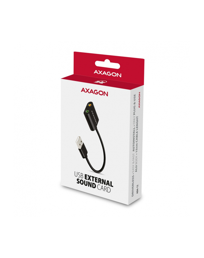 axagon ADA-12 Zewnętrzna karta dzwiękowa USB 2.0 48kHz/16-bit stereo, metal, kabel USB-A 15 cm główny