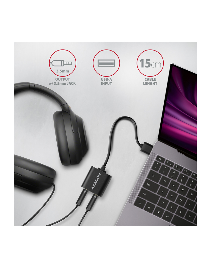 axagon ADA-12 Zewnętrzna karta dzwiękowa USB 2.0 48kHz/16-bit stereo, metal, kabel USB-A 15 cm główny