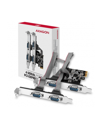 axagon PCEA-S4N Kontroler PCIe 4x port szeregowy (RS232) 250 kbps, w zestawie SP ' LP