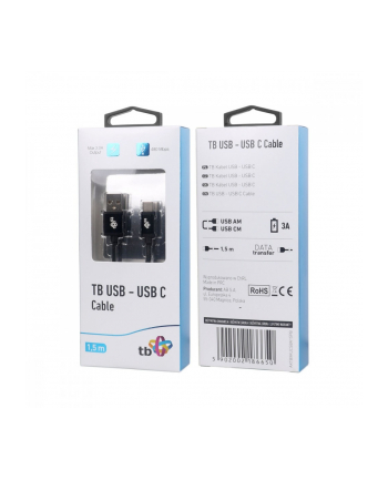 tb Kabel USB-USB C 1.5m czarny sznurek premium