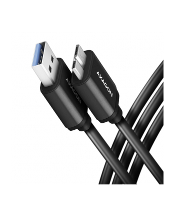 axagon BUMM3-AM10AB Kabel Micro-B USB  USB-A 3.2 Gen 1, 1m, 3A, ALU, PVC Czarny