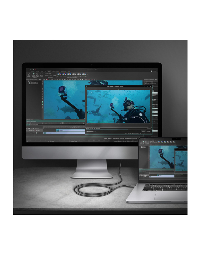 axagon Adapter RVC-HI2MC USB-C -> HDMI 2.0 4K/60Hz Aluminum, 1.8m kabel główny