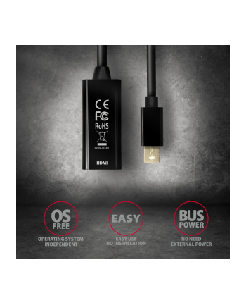 axagon Adapter aktywny RVDM-HI14N Mini DP > HDMI 1.4, 4K/30Hz