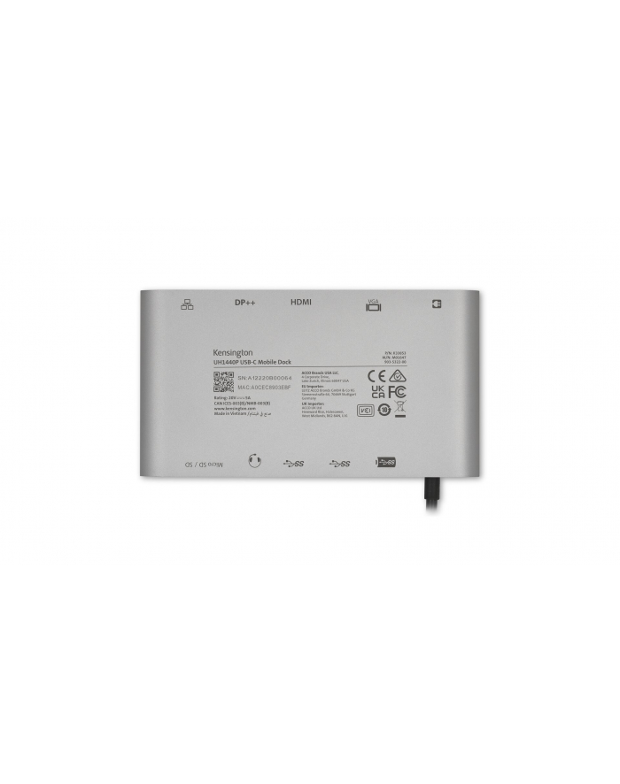 kensington Mobilna stacja dokująca UH1440P USB-C Dual Video 85W Pass Through Power główny