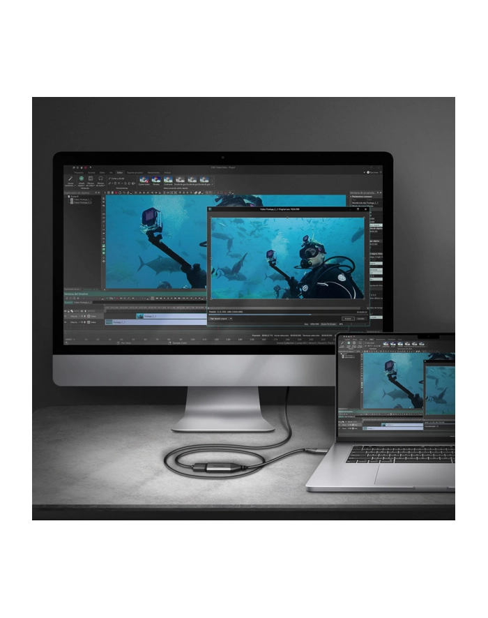 axagon Adapter RVC-HI2M  USB-C -> HDMI 2.0 4K/60Hz Aluminum, 25cm kabel główny