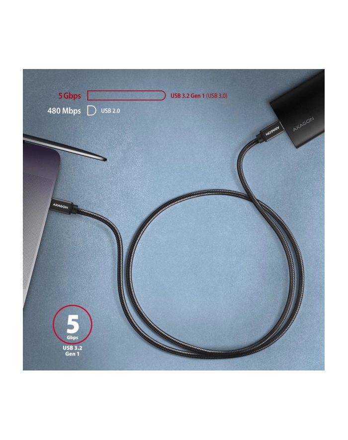 axagon BUCM3-CM30AB Kabel USB-C  USB-C, 3.0m, PD 60W, 3A, ALU, oplot, czarny główny