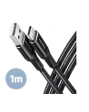 axagon BUCM-AM10AB Kabel USB-C  USB-A, 1.0m USB 2.0, 3A, ALU, oplot Czarny - nr 22
