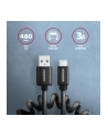 axagon BUCM-AM10TB Kabel Twister USB-C   USB-A, 0,6m, USB 2.0, 2.4A, ALU, PVC Czarny - nr 10