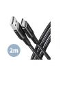 axagon BUCM-AM20AB Kabel USB-C - USB-A, 2m, USB 2.0, 3A, ALU, oplot, Czarny - nr 22
